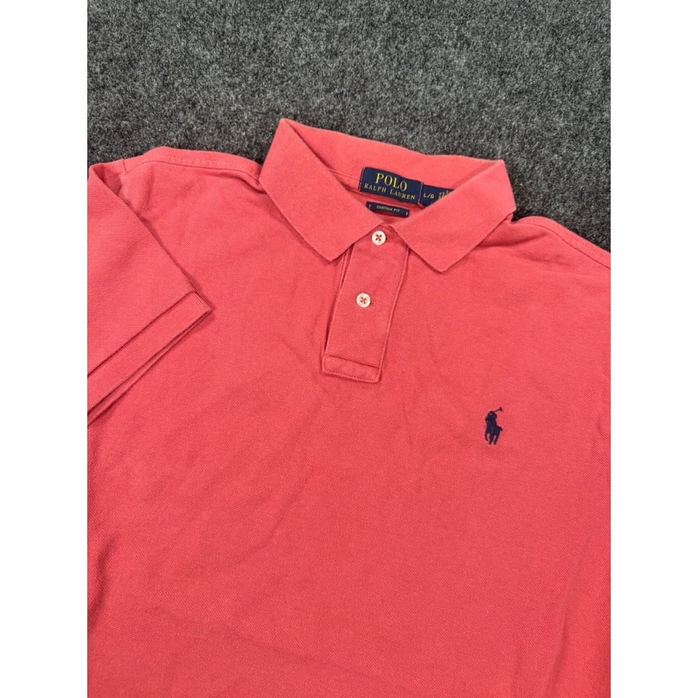 Polo Ralph Lauren Polo Shirt Mens Large Coral Pink Custom Fit Pony Logo